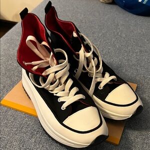 Stylish Black and White High-Top Sneakers